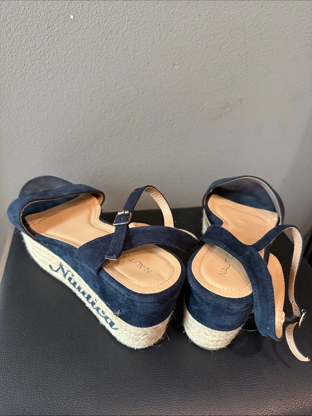 Nautica Navy Suede Espadrille Platform Sandals